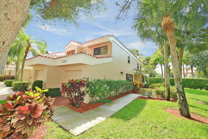 Spacious 3/2 corner villa (no stairs) in the highly sought-after Fairways subdivision in the Boca Country Club where club membership has always been completely optional. Inside features newer floors throughout the open floor plan with an oversized living room, large kitchen with granite counter-tops, white cabinets, stainless steel appliances, tons of light and bright windows with sharp window treatments, inside washer & dryer, and so much more! Fully protected with hurricane shutters throughout. Private corner unit with a beautiful private Spanish tiled patio off of the living room and master with a with garden view. Being a corner unit, you'll have a nice private park like setting to enjoy, walk your dog, let the kids to play, or to just sit out and relax!! Also, in addition to the one car garage and decorative driveway, you also have access to several guest spots right across the street from your front door!  

Located in one of Boca Raton's most sought after communities which offers a 24 hour manned gate, security patrol, and lush landscaping. The Fairways subdivision within the community has their own satellite pool just steps away. Membership to Boca Country Club is NOT Mandatory with your home purchase as it is optional. The association maintains the landscaping, and exterior of the condo! The community is affiliated with the 5 star, internationally known Waldorf Astoria Boca Resort & Beach Club and memberships are available to residents.