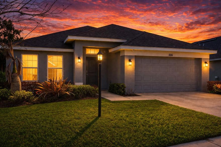 This stunning 4-bedroom, 2-bathroom concrete block home, built in 2022, offers nearly 2,000 square feet of modern, open-concept living. The interior features a bright, spacious floor plan with durable ceramic tile and vinyl flooring throughout. At the heart of the home is a chef's kitchen equipped with a large pantry, sleek appliances, and a breakfast nook that flows seamlessly into the main living area. The private owner's suite is tucked away at the back for maximum tranquility and includes a large walk-in closet with custom built-in shelving. Additional highlights include a split-bedroom layout for guest privacy, and an indoor laundry room. The River Place community provides a resort-style lifestyle tailored for every family member. Kids can enjoy the private playground, a sand volleyball court, and open soccer and baseball fields, while the heated pool includes a dedicated lap area for exercise and play. For fishermen, the community offers a private fishing pier and a canoe/kayak launch with direct access to the scenic St. Lucie River.  The heart of the neighborhood is the Plantation House clubhouse, featuring a meeting room with a cozy fireplace, a full catering kitchen, a fitness center, and a Jacuzzi spa. For those with outdoor toys, a secure storage area for boats and RVs is available on-site. Your HOA fee covers the maintenance of these extensive common areas and recreational facilities, as well as trash disposal and recycling, ensuring a pristine, low-maintenance living environment in the heart of Port St. Lucie.