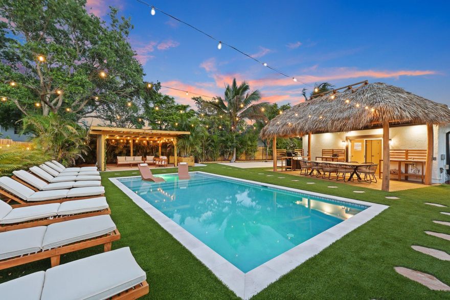 A truly unique and rare opportunity just minutes from downtown Delray Beach, unlike anything the city has seen before. Welcome to your own private wellness retreat, thoughtfully designed to elevate everyday living.  This home has undergone a full interior renovation, featuring brand-new, fully permitted electrical and plumbing throughout, impact windows and doors , along with a brand-new tile roof for complete peace of mind. Inside, you'll find light oak luxury vinyl flooring throughout, complemented by thoughtfully selected cabinetry and designer finishes in both the kitchen and bathrooms. The stunning chef's kitchen showcases custom wood cabinetry, quartz countertops, and brand-new stainless steel appliances, including a gas cooktop.   Step outside and experience what truly sets this property apart. Whether you're entertaining under the tiki hut, hosting a barbecue, enjoying a workout on your private pickleball court, or relaxing under the pergola with an outdoor movie, the possibilities are endless. The backyard is a one-of-a-kind wellness oasis, featuring a brand-new heated pool, separate hot tub, barrel sauna, two cold plunges, and an outdoor shower, offering the ultimate in rest, relaxation, and recovery.  Additional highlights include a gas hookup ready for a generator of your choice. Full window and door hurricane protection, a combination of impact windows and doors and a few shutters.  Whether you're searching for a primary residence, a second home, or an exceptional short-term rental investment, this property offers a lifestyle that brings joy, wellness, and luxury together in one unforgettable setting. Come experience it for yourself.  DISCLAIMER: Information published or otherwise provided by the listing company and its representatives including but not limited to prices, measurements, square footages, lot sizes, calculations, statistics, and videos are deemed reliable but are not guaranteed and are subject to errors, omissions or changes without notice. All such information should be independently verified by any prospective purchaser or seller. Parties should perform their own due diligence to verify such information prior to a sale or listing. Listing company expressly disclaims any warranty or representation regarding such information. Prices published are either list price, sold price, and/or last asking price. The listing company participates in the Multiple Listing Service and IDX.