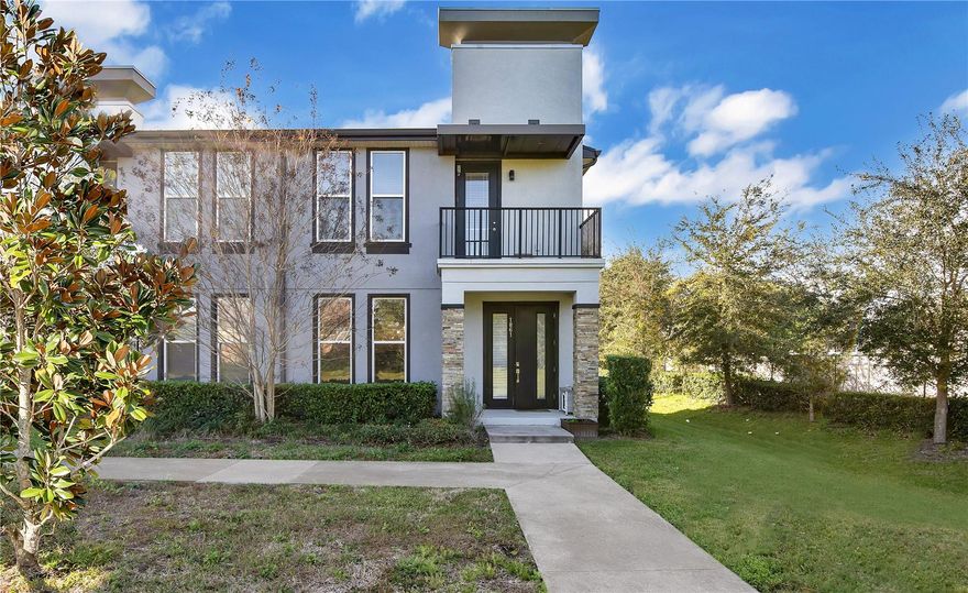 Priced to sell! This contemporary end-unit townhome in Kissimmee, FL offers modern style & convenience. The home features a sleek kitchen w/ ample cabinet space, granite countertops, & a large island-perfect for both cooking & entertaining. The open-concept living area is bright and inviting, complete with/ window treatments. Upstairs, the spacious bedrooms include a primary suite w/ a walk-in closet, stylish bathroom, & a private balcony. Additional highlights include modern bathrooms, an in-unit washer & dryer, & a two-car garage. The HOA provides excellent value, covering access to the community pool, exterior maintenance (including roof), cable TV, internet/Wi-Fi, lawn care, & trash removal. SoHo at Lakeside is conveniently located near Orlando Int'l Airport & the Lake Nona area.