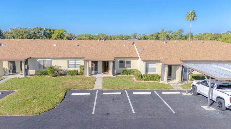 This charming 1-bedroom, 1.5-bathroom unit nestled in the serene, gated community of Indian Pines Village. This condo offers a spacious and comfortable living environment. The unit includes covered parking which adds to the ease of living. Residents have access to a welcoming clubhouse and a refreshing heated pool, perfect for relaxation and socializing. The community is pet-friendly, allowing one pet under 20 pounds. Ideally located just minutes from beautiful beaches, historic downtown Fort Pierce, and I-95, this home offers both tranquility and accessibility. With no age restrictions, it caters to a diverse range of lifestyles. Experience the perfect blend of comfort, style, and convenience in this delightful condo.