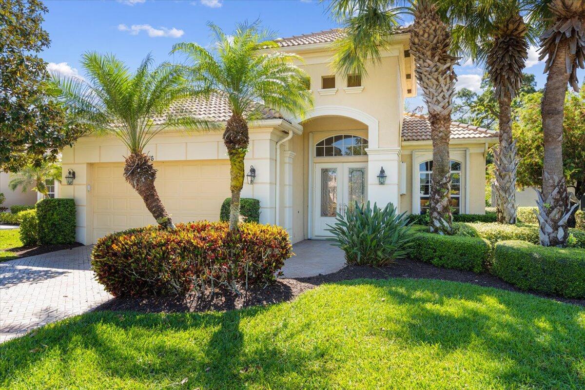 Welcome to this stunning home, where luxury and comfort seamlessly come together. 2 BR + Den can easily convert to 3 bedrooms. Step through elegant double glass decorative doors into a foyer featuring a beautifully detailed tile inlay. Freshly painted and adorned with crown molding, and sophisticated diagonal tile flooring throughout. A custom-built office provides the perfect space for working from home or enjoying a quiet retreat. The gourmet island kitchen is a chef's dream, featuring granite countertops, a tumble-stone backsplash, and brand-new stainless-steel appliances--ideal for both cooking and entertaining Step outside to your private oasis, complete with a heated pool & a spacious lanai, perfect for year-round relaxation. Home is equipped with accordion hurricane shutters. Call