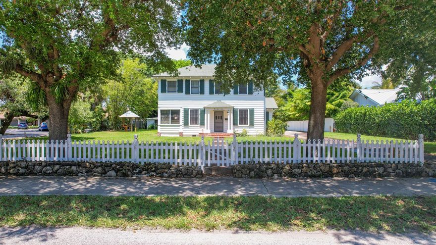 Never before offered for sale.  The Acheson Estate is one of the last large lot estate homes on Delray's premier North Swinton Avenue.  On nearly 3/4 (100 x 275) of an acre this 1935 Estate is full of ''Old Delray'' Charm.  Past the white picket fence and down the long driveway beyond the main house you will find a spacious 468 square foot detached garage, and the 792 square foot detached guest cottage complete with one-bedroom, full kitchen, living room and fireplace.  The expansive lot features mature foliage and a trophy banyan tree, as well as mature mango trees. Depsite the age of this home, it is not designated historic, nor does it lie within a historic district