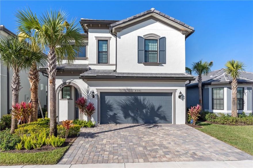 Immaculate & completely upgraded newer construction 3 bed, 2.5 bath 2-story home in gated Oak Tree! Features incl. open kitchen w/ 42" cabinets w/ soft close feature, quartz counters & bar area, Whirlpool SS appl., gas range & large walk-in pantry! Spacious living area overlooking backyard! Plantation shutters on all windows & Hunter ceiling fans in each room w/ remotes! Custom woodworking & shadowbox w/ chair rails! Large primary bedroom upstairs w/ walk-in closet & bath w/ dual sink vanity! Add. loft area perfect for home office or kids play area! Extended & enclosed patio w/ Cool-a-Roo sun shade blinds! 2-car garage w/ 2 overhead garage storage racks. Teak, tongue and groove entryway ceiling! Resort-style amenities incl. pool, fitness ctr, dog park & pickleball courts. A true must see!