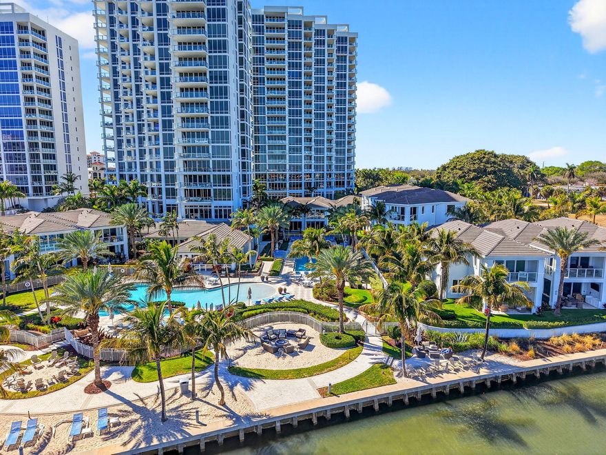 One of the highest rarely available Water Club ''Deepsky'' end-unit in the desirable South Tower.   SE exposures & expansive views of the Intracoastal Bay (Big Lake Worth) ,Coastline & Downtown WPB. Every Rm has floor to ceiling Impact Glass Windows. Stunning great room has a beautiful feature w/fireplace & TV. Open floor-plan has 3 BR & 3 Full Baths. High-end Designer Interior Gourmet Kitchen w/ European style cabinetry, quartz counter-tops,Jenn-Air SS appliances, 3D brushed Aluminum Back-splash & Center Island w/Waterfall Edge Breakfast Bar. Owners extended Kitchen & added Mini Bar,wine cooler & more cabinetry. Hardwired Motorized Shades,,Custom closets & King Size Murphy Bed & Built-in Storage in 3rd BR. Custom Furniture Neg. Water Club Offers two Club rooms,Gym,Yoga Rm, 2 Resort Style Pools & Lap Pool,Private Marina,Beach Area,Fire Pits & BBQ.