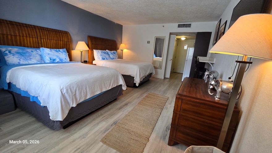 Experience beachfront living in this charming fully furnished studio with one bathroom located in the desirable Marco Polo building in Sunny Isles Beach. This unit offers a slight ocean view, allowing you to enjoy the coastal ambiance right from your space. Featuring luxury vinyl flooring throughout & tile in the bathroom, the interior is both stylish and easy to maintain. The kitchenette is equipped with a small refrigerator and microwave, perfect for convenient everyday living or short-term stays. The Marco Polo offers a hotel program rental that can rent out your studio for you, making this an excellent opportunity for both personal use and income potential. Ideally located, you are within five minutes of the world-renowned Aventura Mall, offering premier shopping, dining, and more!