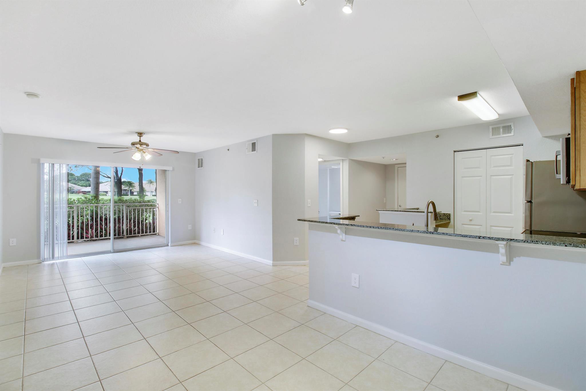 Stunning first-floor condo with golf course views, granite countertops, stainless steel appliances, and tile flooring. Utilities included, plus in-unit washer/dryer and extra storage.Located in a gated community with a clubhouse, pool, fitness center, picnic area, and playground. Close to dining, Publix, and shopping.