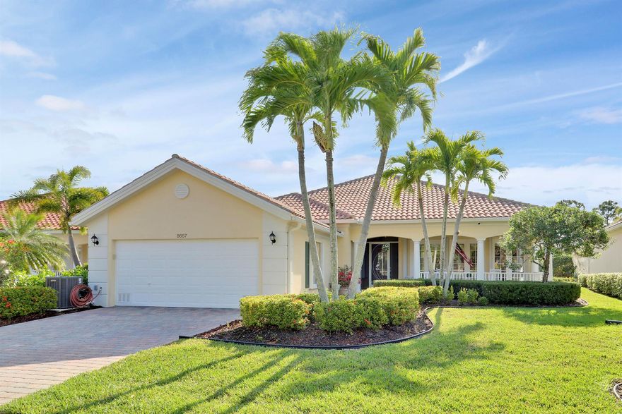 Discover the perfect blend of elegance, and comfort in this stunning Carlyle model by DiVosta, a spacious 4-bedroom, 3-bath, 2-car garage home built with DiVosta's signature reinforced steel and solid concrete construction, ensuring exceptional durability and peace of mind for years to come. Nestled on a quiet cul-de-sac with serene preserve views in both the front and back, this energy-efficient home is thoughtfully designed for modern living. A charming, covered front porch with tile flooring sets the tone for the luxury within. Step inside to find rich wood floors flowing through the living and dining areas, master suite, and private office, all framed with extensive crown molding for a touch of sophistication. Enjoy resort-style living with your own screened-in pool and a spacious