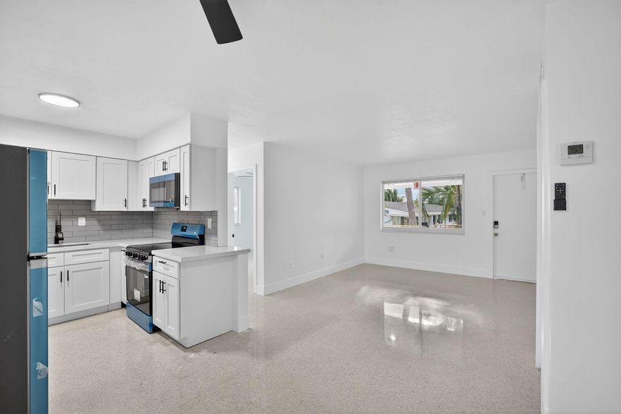 FIRST & SECURITY FOR MOVE IN with approved credit/background. Newly renovated 1BD/1BA in Coral Ridge waterfront boutique building! Features include new cabinetry, updated bathroom, stainless steel appliances, and impact windows/doors. Pets welcome ($20/mo pet rent). Tenant pays $67/mo for water/sewer/trash. Quick approval process. Laundry & large pool on site! Unbeatable sunsets, walkable neighborhood, minutes to Fort Lauderdale Beach, Galleria Mall, Downtown Fort Lauderdale and Wilton Manors! Enjoy modern living in a prime location! Units 1, 4 & 14 currently available.