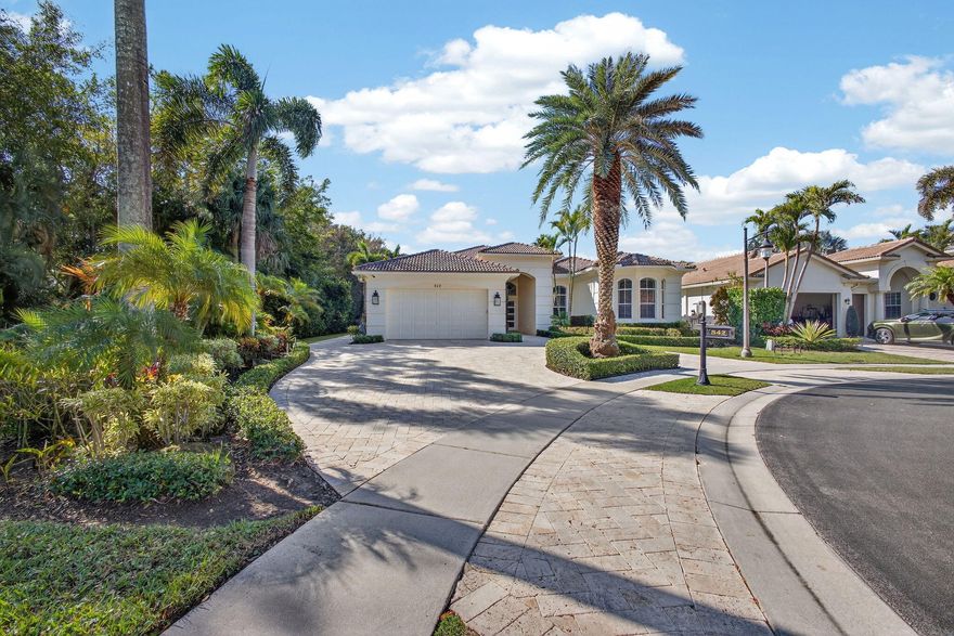 Nestled on one of the most private lots in Frenchman's Reserve, this exceptional one-story residence offers 3 bedrooms ans 3 1/2 baths in a serene cul-de-sac setting. With no neighbor on one side and a single-story home on the other, the property enjoys rare and remarkable privacy.

A circular marble driveway creates a grand first impression, while the freshly painted exterior enhances the home's crisp, elegant curb appeal. Inside, the open-concept floor plan is light, bright, and thoughtfully designed for both everyday living and entertaining. Plantation shutters add timeless charm throughout.

The white kitchen features neutral granite countertops, a butler's pantry, and seamless flow into the main living areas. Recent upgrades include a Newer washer, microwave, refrigerator, new water heater and new pool heater.  The home is equipped with two zone air conditioning, plus a two year prepaid service contract with CMI for added peace of mind.  Step outside to your private backyard retreat where marble decking surrounds the pool and spa.  Enjoy view of the 16th green with no golf cart path behind the home offering both picturesque scenery and quiet enjoyment.  Artificial turf enhances the backyard's beauty and ease of maintenance and a built in grill with side burner makes outdoor entertaining effortless.  Both guest bedrooms accommodate king size beds.  This is a rare opportunity to own a private, impeccably maintained home in one of Palm Beach Gardens most sought after golf communities.  Golf membership required.