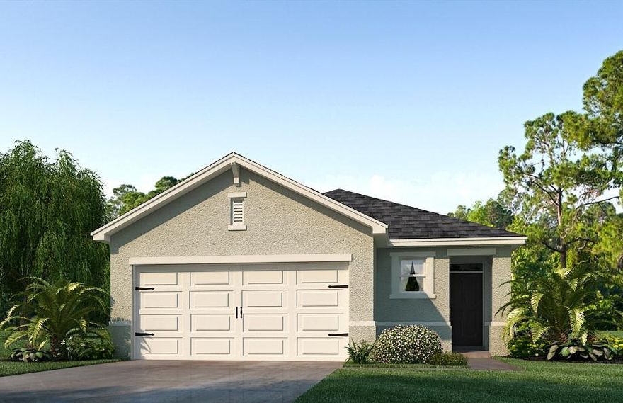 **BRAND NEW HOME ** Single story home with 3 bedrooms, 2 baths, 2 car garage. 36'' Birch Sarsaparilla cabinets, granite countertops, stainless steel appliances, kitchen island opens to family/living room. Separate dining room. Double vanities with granite in master bathroom. Large walk-in closet. Covered lanai. New home that comes with ALL the warranties. Energy efficient home. Huge backyard. Great location! Come see this beautiful master planned community in highly desired Tradition in St. Lucie West. **Photos of Allex model and are NOT of actual photos of the home for sale**