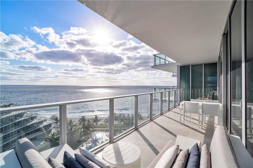 This exceptional corner residence provides breathtaking views of the Ocean, Intracoastal & City of Ft. Lauderdale from every room. Exquisitely designed w/network-controlled lighting, shades & audio; Living Room ceiling w/“cloud” installation; reconfigured master suite w/“Le Corbusier” type translucent glass; a rare John Pomp chandelier; new doors, hardware & closets throughout; demising walls soundproofing; & exquisite outdoor living by Minotti, Harbour & Vondom. Kitchen feat. incl. Italian cabinetry, marble countertops, Sub-Zero side-by-side wine storage & refrigerator, Wolf gas stove & espresso integrated system. This beautiful home would take years to recreate. Make it yours at Ft. Lauderdale's only beachfront property w/direct access to 450’ of Atlantic Ocean & resort-like amenities.