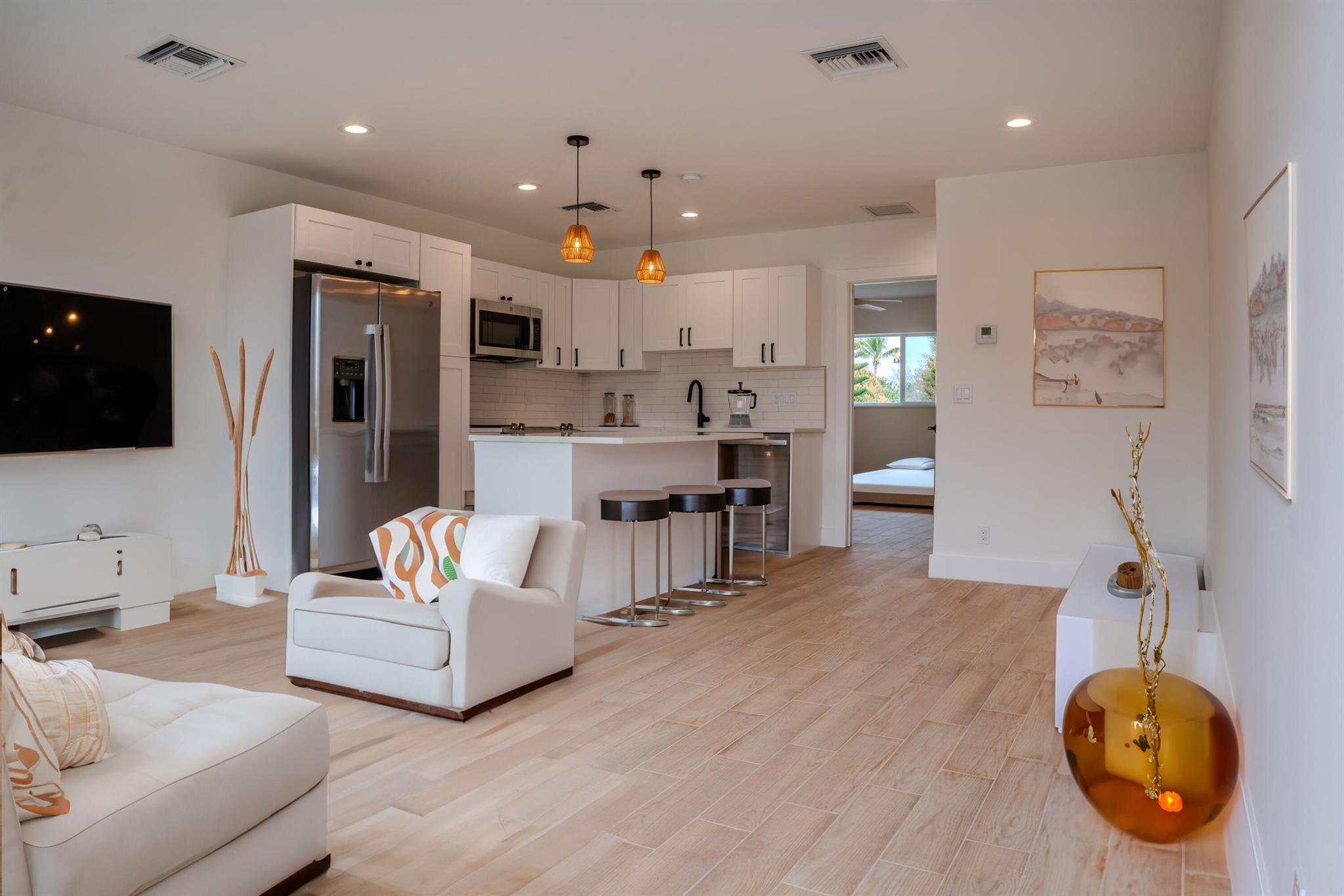Modern Coastal Living in the Heart of Delray Beach - Welcome to The Cove Apartments at 238 SE 1st Street. A small 10-unit boutique building offering brand-new one and two bedroom residences, just steps from vibrant Atlantic Avenue. Every aspect of the property has been completely renovated, including new electrical, plumbing, A/C systems, and hurricane impact windows. Designed with both comfort and style in mind, using quality material and finishes. Enjoy wide-plank tile flooring, Zellige bathroom tiles, all in a relaxing coastal palette. The chef-inspired kitchens include quartz countertops, custom cabinetry, and premium stainless steel appliances. Open and thoughtfully laid-out floor plans maintain lots of natural light. Escape the corporate condo complexes, and appreciate a more