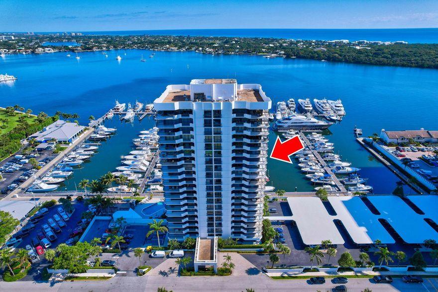 No age restrictions. Light and bright spacious 2 bed SE corner unit with stunning intracoastal & ocean views from floor to ceiling FULL IMPACT SLIDDERS. Pet under 25lbs welcome. Both spacious bedrooms have multiple closets and offer expansive views. Large wrap-around balcony with plenty of room to enjoy from sunrise to sunset and a front row seat to the boat parade. Tastefully renovated with timeless finishes in the updated kitchen, baths, laundry room, and flooring. The Marina Tower is a VERY well run building that was just painted. Amenities include a generator, covered parking, car wash, heated pool, spa, BBQ area and a social room. All behind the 24/7/365 manned gate with on-site marina for your yacht, Belle's restaurant for a meal, and 2 mile lakeside walkway. Move in ready!   Fees: Marina Tower - $5321 quarterly POA - $401 quarterly Special Assessment (to fund reserves) - $660 quarterly (ends 3/31/27)