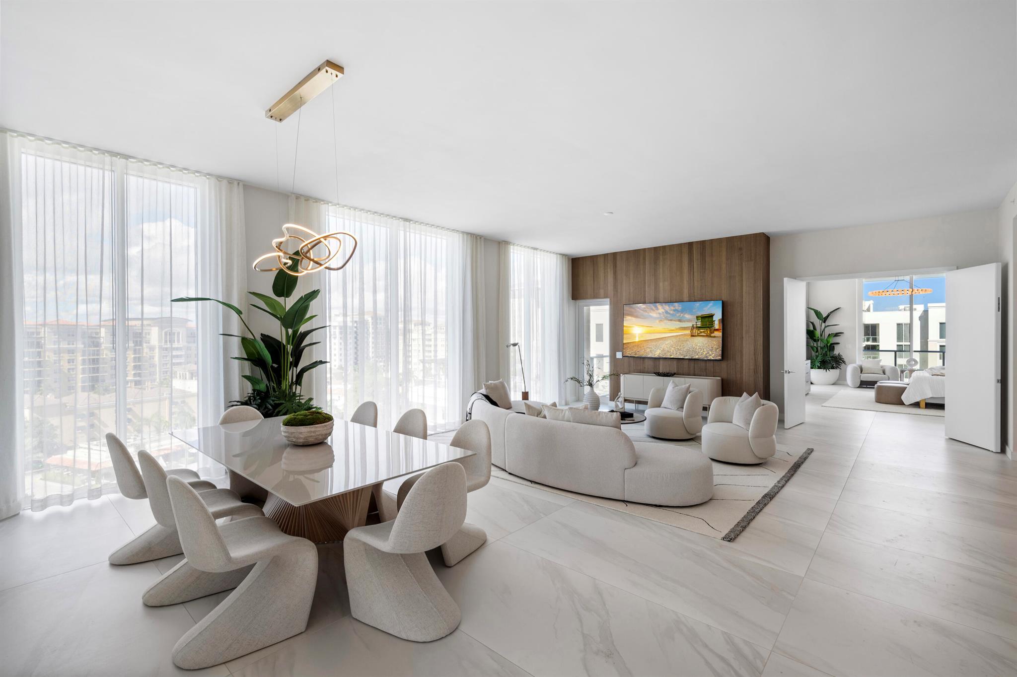 Spectacular PH Residence spanning almost 5400SF! This triple corner home affords 3 exposures - West, South & North w/stunning City, Golf, Garden, & Ocean Views! The 4 Bedroom home boasts a Primary Bedroom Suite with an En-suite Sauna, Morning Bar, Windowed Bath, & massive walk-in closet! The Chef's Kitchen with 2 Islands features appliances made by Gaggenau, Italian Cabinetry, & massive walk-in pantry! 4 terraces, 3 additional guest suites - all with en-suite baths made by Porcelanosa, & walk-in closets throughout, complete this idyllic scene! Call to see this Move-In Ready Home in the sky at ALINA 210 with only 30 Residences! Private Gym, Pool & Spa with usage of 200, and 220's amenities too! Pets Welcome! **New Construction - HOA and Capital Contribution are subject to change.