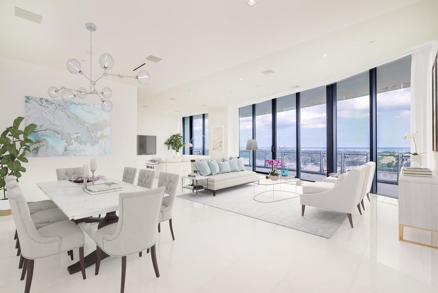 Awe-inspiring BRAND NEW and never been lived-in residence at The Bristol. Enjoy breathtaking DIRECT Ocean & Intracoastal views from this 3BD/4.1BA + Den with over 4,300 total SF. This residence exudes modern sophistication with chic white diamond marble flooring, spacious open kitchen, and impressive high ceilings with dramatic 11-ft. sliders, and an abundance of upgrades. Master bedroom features spacious his and her dressing rooms & separate master baths with Italian Fantini fixtures. Beautiful open kitchen with Gaggenau gas stovetop, double-ovens, Calcutta countertops, Snaidero cabinetry, & 100-bottle wine refrigerator. The most sought-after building in Florida, has finally arrived! The Bristol has the most substantial generator and unparalleled 5-star... amenities including two spas, waterfront fitness center, beauty salon, spacious outdoor entertaining terrace, club lounge, private dining room, 75-ft swimming pool, jacuzzi, exclusive car service, gated entry, 24-hour valet and doormen, and concierge. Pet Friendly Building.