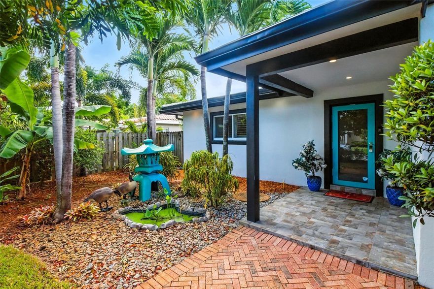 Price Improved! Discover the perfect blend of style, comfort, and South Florida living in this stunning remodeled 3-bedroom, 3-bath home located east of Dixie in a prime area of Oakland Park. The spacious front living room with vaulted ceiling opens to a modern kitchen, perfect for entertaining. Two en-suite bathrooms. Step outside to your tropical retreat with a heated saltwater pool with spa jets, screened patio, koi pond, fountains, outdoor pizza oven. Features include a bar room, impact windows and doors, tankless water heater, under-air laundry, irrigation on private well, 1 car garage. Minutes to beach by golf cart, Wilton Manors, hospitals, shopping, dining and zoned for top-rated Floranada Elementary. Make an offer, make this your lovely home! Property Move-in ready, modern, and beautifully maintained!This home truly has it all.Recent Upgrades & Features:• Cast iron drain lining (2024, Aqua Pro)• New tankless water heater (2025, SOS General Services)• Flat deck roof repair (2024, Cheery Roofing)• New pool breaker box (2025, SOS General Services)• AC system, 3.5 Ton Carrier 14 SEER (2022)• Roof replacement (2017)• Whole house interior paint and crown molding (2024)• Kitchen refresh, cabinets and hardware (2024)• Laundry remodel, new plumbing and finishes (2025)• Duct cleaning (2023)• Custom automated window treatments (2024)• Artificial K9 grass strip (2024)• Termite protection and tenting (2024)• Whole-house gasoline generator