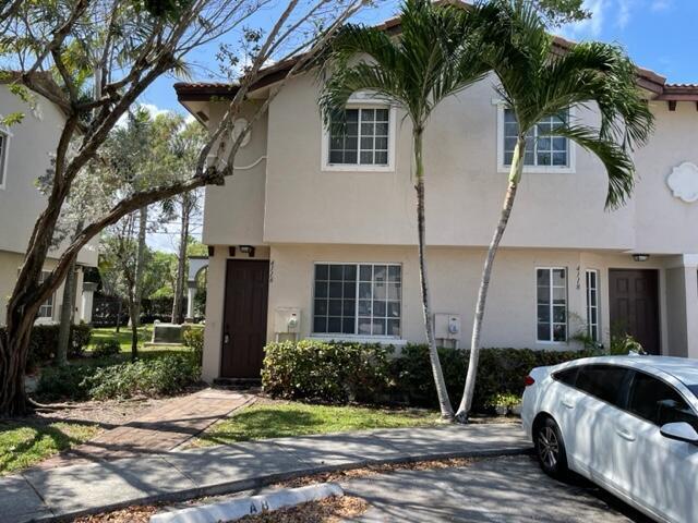 Wonderful Two story townhouse located in a gated community of Mediterranea. Community is between Blue Heron and North lake on Military Trail. On site management office. 3 bedroom 2.5 bathroom (2 levels, all bedrooms are upstairs. Kitchen, Living Room, Laundry, and half bathroom are downstairs), Corner-end unit providing a lot of natural light. Central location with a short distance to the VA Hospital.