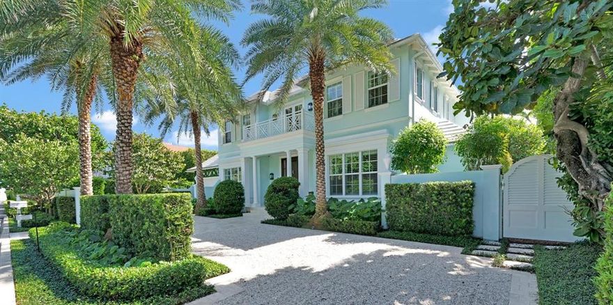 You can revel in this nearly new 4/5.5 British Colonial on quiet beach access street. Situated on a private oversized lot, the exceptional attention to quality detail throughout include: family room w/ beamed ceilings, lime washed wood floors, gourmet kitchen, marble baths, wood paneled library, deep moldings, and high ceilings. Ideal for entertaining with gracious indoor/outdoor spaces and meticulous landscaping, this one of a kind features Crestron system, 2 fireplaces, salt water pool and steam shower.