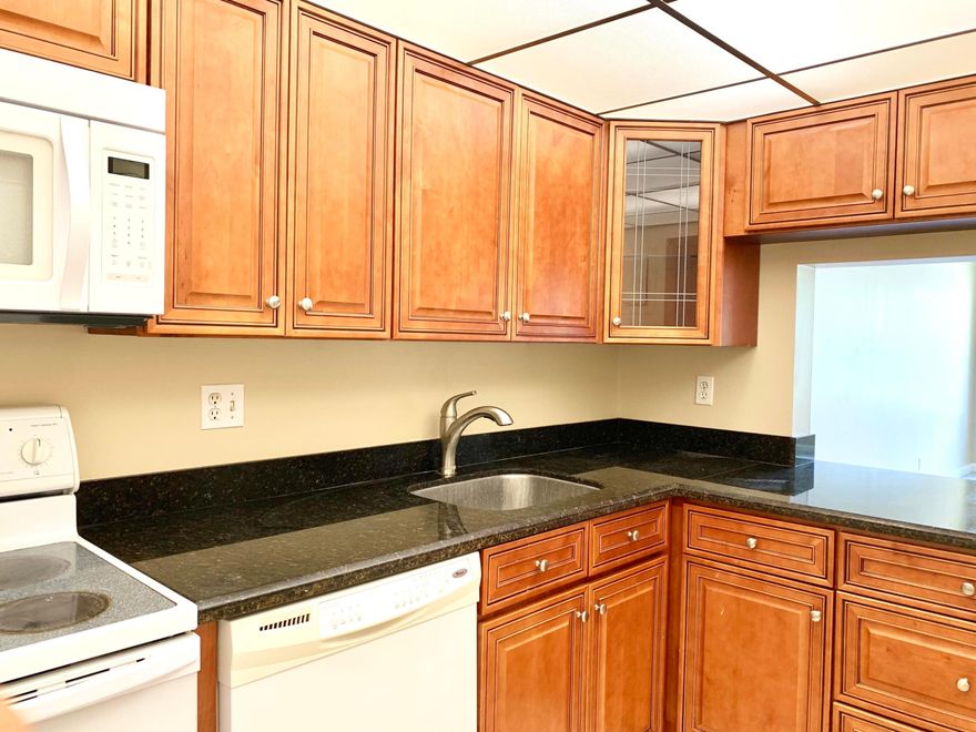 Quality condo with new Refrigerator & Dishwasher, AC (3 yrs). Glass door in 2 spacious bedrooms with 2 full baths. Granite counter tops matching the classy cabinets, Lots of cabinet space. Extra prep counter. Living room Impact windows. Balcony with sliding glass door closed in with blinds and fan provide extra AC cooling living space. Ceiling fans in every bedroom. Efficiently layout with large dinning & living area. Quality laminate through all rooms. Unit is well maintained. No washer & Dyer inside unit, laundry facilities on same floor. Community is famous of its variety provision. swimming pools, tennis cts, Gym & game rm,  lakeside trails, BBQ , Close to hway, HOA SCORE REQUIRED: 670 all applicants. cats only. see rentspree link  https://apply.link/3AgJkMe . txt only.