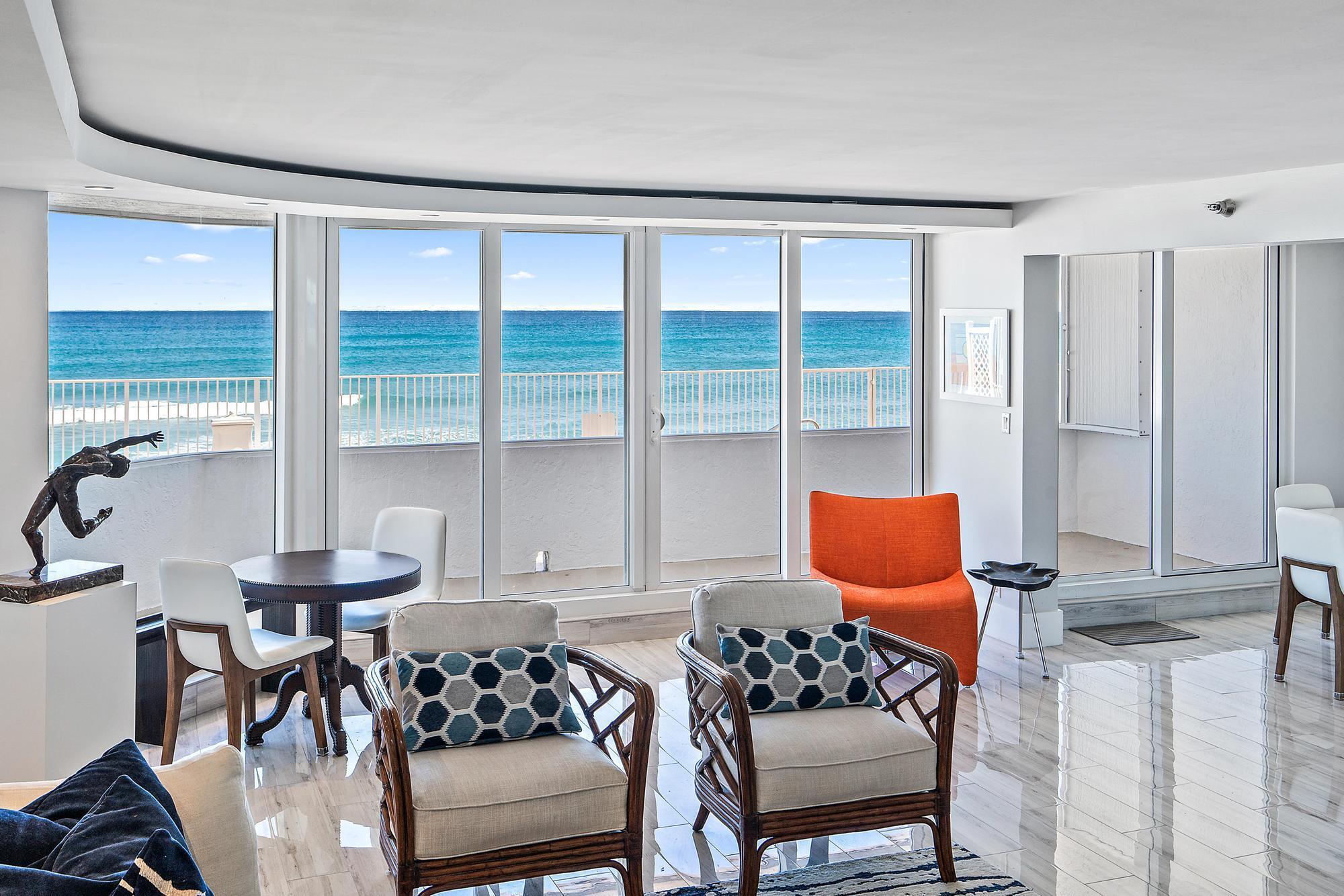 Stunning oceanfront condo with breathtaking views now available for an annual unfurnished lease! This luxurious large scale 3-bedroom, 3 1/2 bath ground level residence has been renovated to offer modern and elegant seaside living! Enjoy the convenience of a private elevator, making every entrance a grand experience, plus balcony access to the pool area for easy beach access. This oceanfront boutique building offers privacy, covered parking, an oceanside pool, private beach access, low monthly maintenance, is pet friendly, and so much more. Enjoy the close proximity to fine dining, shopping, golf, and so much more. Welcome to Palm Beach!