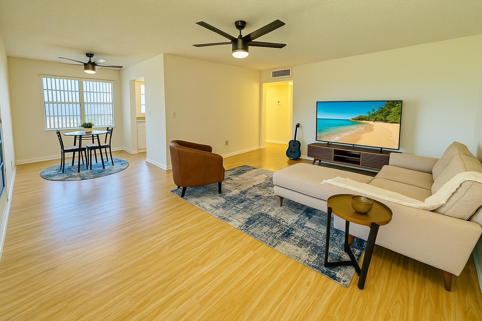 Beautifully updated second floor unit next to the lift. Step into style and comfort with a modern kitchen that features sleek countertops, contemporary cabinetry, and quality appliances, while both bathrooms have been tastefully renovated. The unit has been freshly painted for a fresh, polished look. Enjoy a bright living space with a screened-in porch, perfect for morning coffee or evening relaxation, over looking palm trees and a tranquil garden. This home with its peaceful setting and move-in-ready condition offers the ideal balance of convenience and charm. The amenities are bountiful. Cafes/restaurants, beauty salon, fitness centers, clubhouse, courtesy bus, golf course, indoor and outdoor pools, hot tubs, library, pickleball, shuffleboard, tennis, an active 55+community.