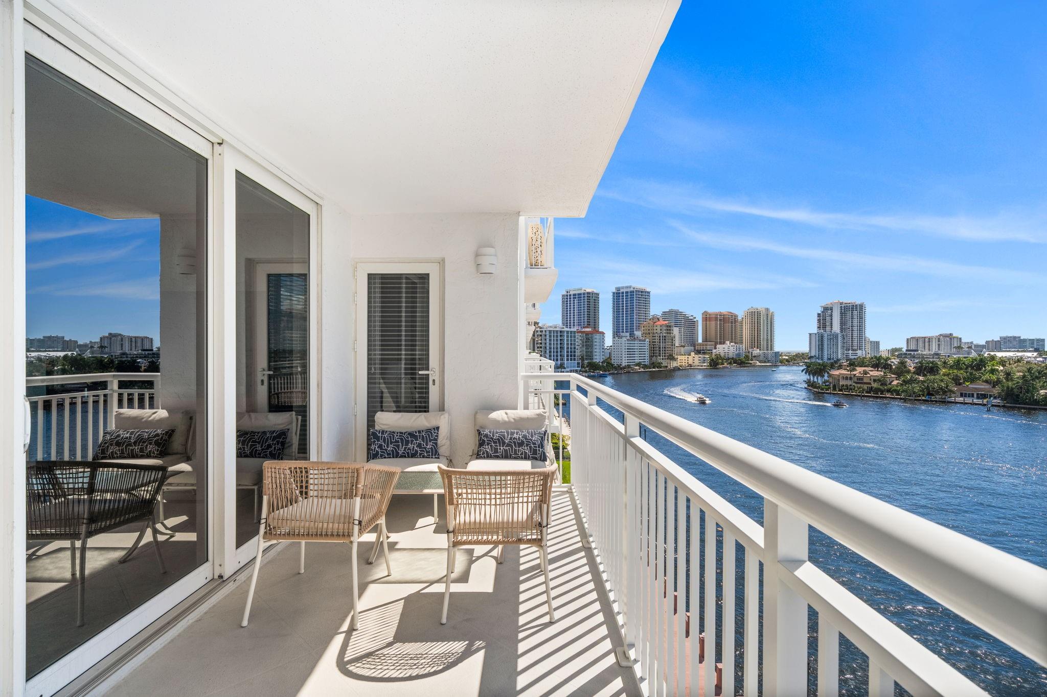 Available for this Winter Season! November until April 30th. Four Months Minimum. Beautifully Furnished with DIRECT Intracoastal Views! Blocks to the Beach! Trendy Fort Lauderdale Beach Restaurants and Shops are just a stones throw! Tile Floors Throughout, Every day is a boat Parade from your private Terrace, Large Primary Suite with Walk-in Closets, Dual Vanity, Walk-In Shower. Guest Suite with Two Twin Beds, Guest Bath with Tub/Shower Combo and Walk-in Closet. Large Living Areas, Fully Equipped Kitchen and Washer/Dryer in the Unit! Bayshore Towers features Secure Entry, Management on Site, Heated Salt Water Pool, Sauna, Fitness Center, Club Room, Full Community Kitchen, Library and Billiards. Act fast before this Seasonal Rental is gone! Spend your Winter Months in South Florida!