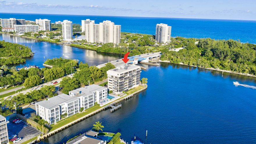 Exceptional corner unit on a premier point location with sweeping panoramic  Intracoastal views and just steps to the beach. This spacious 1,500+ sq ft residence offers 2 bedrooms, 2 baths, an office, and a full laundry room, with floor-to-ceiling glass sliders in the living area showcasing endless waterfront vistas. An oversized screened-in patio extends the living space and captures serene views. Highlights include an updated kitchen with granite countertops and wood cabinetry, remodeled baths, and an impressive amount of closet and storage space. Impact windows throughout and completed concrete restoration provide peace of mind. Located in a boutique 18-unit building with only three units per floor, an inviting waterfront pool, assigned parking with ample guest spaces, and extra