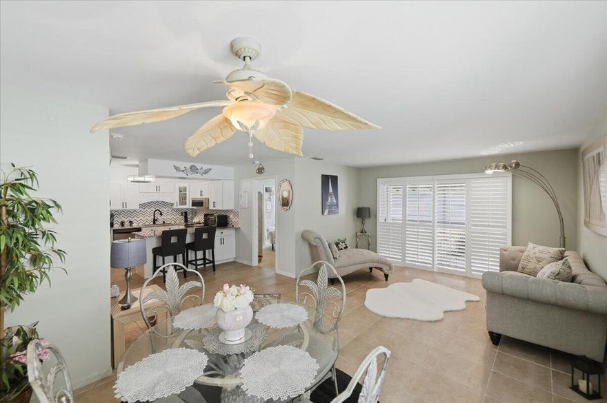 Amazing opportunity on this Fully Upated and Remodeled 3 Bedroom 2 Bath Unit. Completely Turn Key with nothing needed whatsoever. Fully Furnished down the Linnens and Kitchen Utensils. Simply walk in and be done. Tastefully updated and decorated as you can see. Interior Plantation shutters. Hurricane windows and metal roof done in 2016, Water heater and AC 2020. Steps to the pool and clubhouse.  Internet and Cable Included in Monthly HOA fees. Situated just off U.S. one next to everything and anything needed. 15 minutes to the ocean. 15 minutes or less the downtown Stuart. Just South on U.S. 1  to the Space of Walton and One.  This is a must see in person