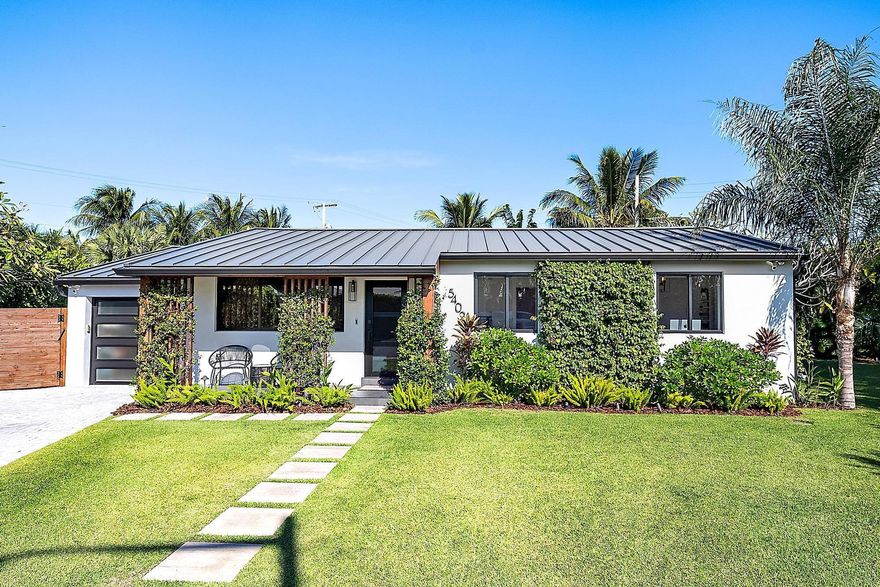 SoSo Gem is impressive, super private and turn-key! Experience instant chic vibes with this gorgeous 4 bedroom, 2 bath + powder room, fully renovated home on a perfectly manicured, extra large lot (>11,300 sf). No compromising here while boasting an excellent location on a rare, quiet, cul-de-sac street and move-in-ready property that was taken down to the studs and recreated beautifully. Some features include all impact rated windows & doors, brand new heated pool, new kitchen and baths, Control 4 Home Automation, new metal roof, fenced in yard, gas line ready, Monitor Audio luxury speakers (all pre-wired throughout) and so much more. Located in the heart of WPB and close to beaches, restaurants, shops, Palm Beach, City Place, The Park golf course to name just a few! See for yourself!