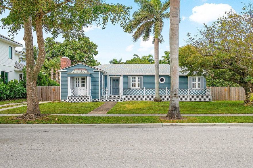 Located on the southernmost street in El Cid on an oversized 100' by 130' lot, one in from Flagler Drive with a beautiful view of the Intracoastal. The home has a vaulted ceiling in the front great room and higher ceilings through the foyer and kitchen. The Buyer has the ability to add on to the main house and the detached garage in the rear can be removed. The house is considered ''contributing'' and cannot be completely torn down. The front facade facing Dyer must stay/look the same.  Per the historic planner of WPB, you are able to expand 15' to the east and 10' to the west, add square feet toward the rear of the property and add a second story.  Once architect plans are drawn, they would need to be formally approved by the historic board.