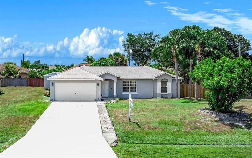 FANTASTIC LOCATION Close to Turnpike Becker Exit and I-95. Beautiful 3 Bedroom 2 Bath CBS HOME with 2 Car Garage. ROOF 2018! NO HOA! Hot Water Heater 2019, Vaulted/Knock Down Textured Ceilings and home freshly painted. Kitchen with Stainless Steal Appliances. Living Room/Dining and Family Room and Dinette. Split Bedroom plan with Tub and Shower in Primary Bathroom. Plantation Shutters on Windows and Sliding Glass Doors. Entertain on Patio and enjoy beautiful large back yard. Plenty of  storage with pull down stairs for attic in 2 Car Garage. Epoxy Garage Floor. Storm Shutters and large SHED included.MUST SEE TO APPRECIATE ALL THIS HOME HAS TO OFFER.