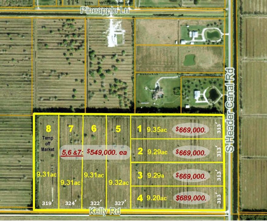 There are 3 lots available at this price + 7 more at different prices. See BROCHURE for complete details. Each lot has road frontage. AG-5 zoning allows 1 home + 1 guest house on each lot. There is no similar inventory in the county. Select your lot now!