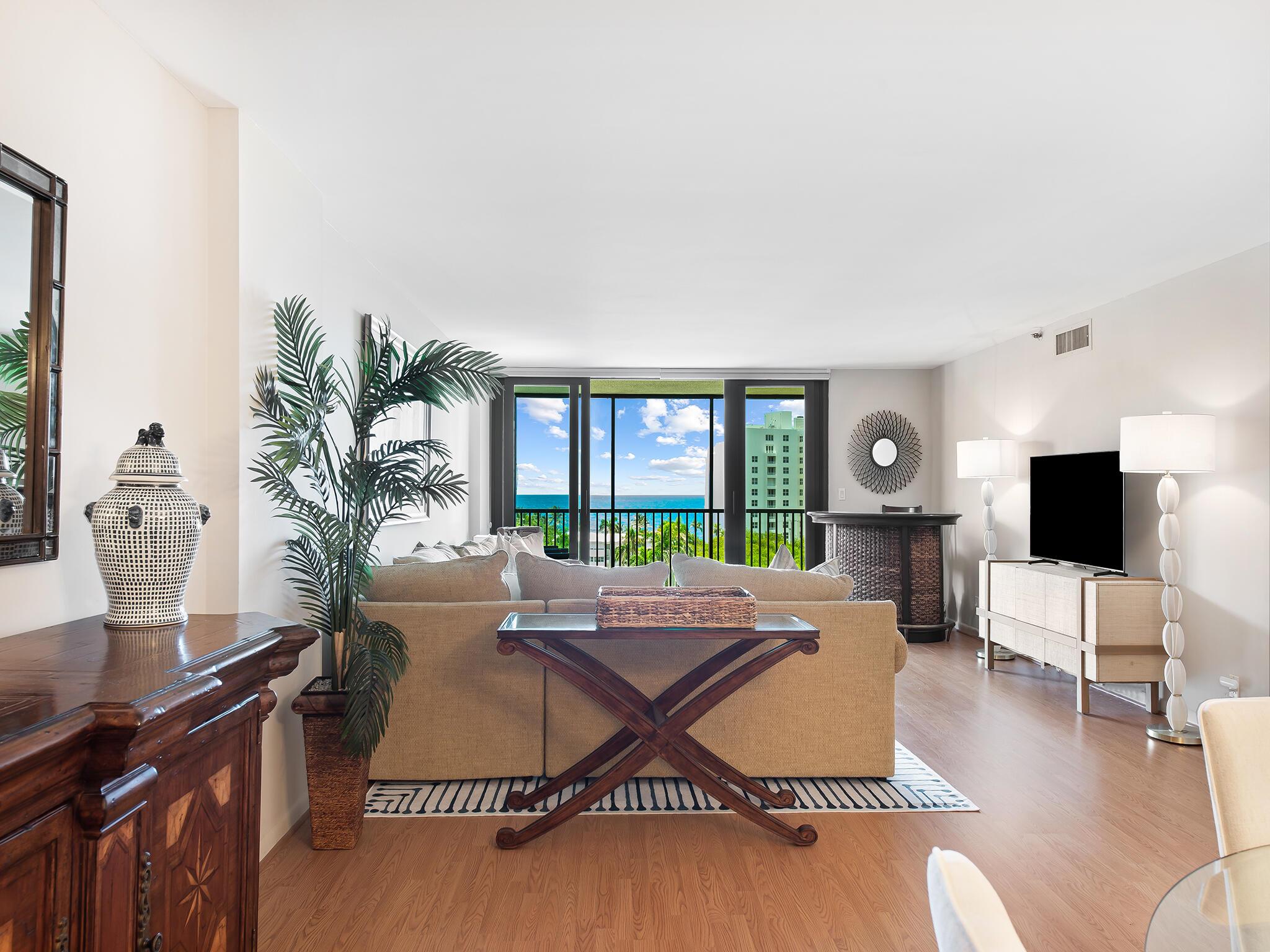 Enjoy outdoor living on the expansive balcony with room for dining and lounges with amazing Ocean, Intracoastal and Nature Preserve views! This beautiful corner 2Bed/2Baths condo features an open floor plan with water views from every room, all impact slidding doors & windows, eat-in kitchen, stainless steel appliances, full-size washer and dryer in unit. This guard-gated community included an Ocean Front Updated Clubhouse with fitness center, a large area with seating and BBQ grills, full beach concierge service on the sand to place umbrellas and lounge chairs. Coronado also offers two resort-style pool both with hot tubs, bike room, putting green, pickleball, tennis courts, boating, bocce, garage parking, boat dockage along with a vibrant social activities.