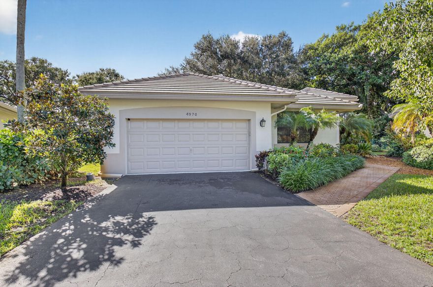 Great Community, private entrance man gated entrance. roof replaced 2021,  A/C replaced 2022 Original owner. in like new condition. Friendly community. High Ceilings, open floor plan, room for pool Enjoy living in this secure neighborhood,  closet doors in bedroom 2, have been removed but easy to install back. Great Location, just minutes to !-95 and Florida Turnpike. Atlantic Ocean is 3 miles East, PBI Airport 30 minutes North, HOA fee includes: lawn service, sprinklers, Man gate, Cable and Internet service.