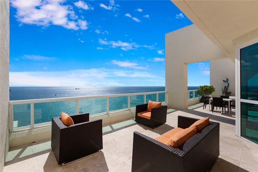 Offering stunning oceanfront views & most desirable South-East exposure! This incredible Penthouse is offered fully furnished & move-in ready to enjoy 5 star resort living at Las Olas Beach Club.  Expansive terraces invite outdoor entertaining. Every room of the penthouse offers ocean, intracoastal or city views from floor to ceiling impact windows & doors. Private double entry unfolds to wide open Chef's kitchen with gas range, expansive living & entertaining areas. The Master Suite is the perfect retreat with spa style bath & separate closets. The secondary bedroom suites are privately located and well proportioned. 4 valuable deeded/covered parking spaces are included. Superbly located Las Olas Beach Club offers concierge, pet walk, incredible pool area, gym & Club rooms! 3 AC's are NEW