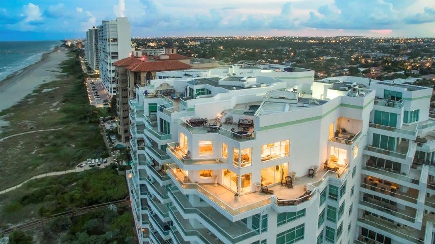 SPECTACULAR TRIPLEX PENTHOUSE AT THE ARAGON. NORTHEAST DIRECT OCEANFRONT WRAPAROUND CORNER FINISHED IN THE FINEST MATERIALS AND DETAILS. CUSTOM BUILT IN 2006-7 WITH SPACIOUS ROOMS WITH SWEEPING OCEAN AND COASTLINE VIEWS. MAGNIFICENT GREAT ROOM WITH WRAPAROUND TERRACE, 9'+ CEILINGS, IMPACT GLASS, PRIVATE ELEVATOR AND PRIVATE ROOFTOP POOL. OCEANFRONT MASTER SUITE WITH HIS/HER BATHS, STUNNING GOURMET KITCHEN WITH BUTLERS PANTRY AND LUXURIOUS BEDROOM SUITES WITH PRIVATE BATHS.  ROOFTOP FAMILY ROOM WITH GLASS DOORS TO 30x22 OCEANFRONT DECK WITH PRIVATE HEATED POOL AND SPA. ENDLESS VIEWS IN EVERY DIRECTION. PRIVATE INTERIOR ELEVATOR TO EACH LEVEL. FULL SERVICE VALET, CONCIERGE BOUTIQUE BUILDING WITH THE FINEST STAFF AND SERVICES. INCLUDES BEACHFRONT CABANA AND 2 GARAGE SPACES. DISCLAIMER: The written and verbal information provided including but not limited to prices, measurements, square footages, lot sizes, calculations and statistics have been obtained and conveyed from third parties such as the applicable Multiple Listing Service, public records as well as other sources. All information including that produced by the Sellers or Listing Company are subject to errors, omissions or changes without notice and should be independently verified by any prospect for the purchase of a Property.  The Sellers and Listing Company expressly disclaim any warranty or representation regarding all information.  Prospective purchasers' use of this or any written and verbal information is acknowledgement of this disclaimer and that Prospects shall perform their own due diligence.  Prospective purchasers shall not rely on any written or verbal information provided when entering a contract for sale and purchase.  Some affiliations may not be applicable to certain geographic areas. If your property is currently listed, please do not consider this a solicitation. In the event a Buyer defaults, no commission will be paid to either Broker on the Deposits retained by the Seller.  "No Commissions Paid until Title Passes."  Copyright 2018 Listing Company. All Rights Reserved.