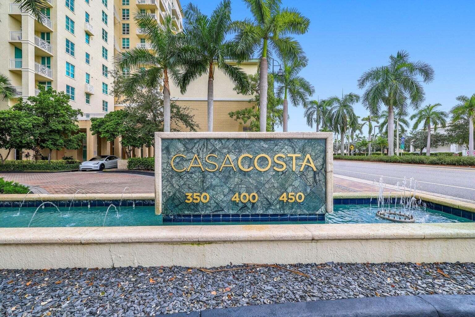 JUST REDUCED! This stunning 2/2 condo offering beautiful water views and exclusive access to a resort-style amenity deck. This residence boasts an expansive private balcony, ideal for outdoor dining, along with entry to 2 heated pools, a hot tub, and a fitness center. Inside discover split bedrooms, a private dining area, and a breakfast bar. The kitchen is equipped with granite counters and stainless steel appliances. Recently updated with fresh paint, ceramic tile flooring, new washer /dryer, light fixtures, this home exudes a modern and stylish ambiance. Casa Costa is a full service resort-style building.