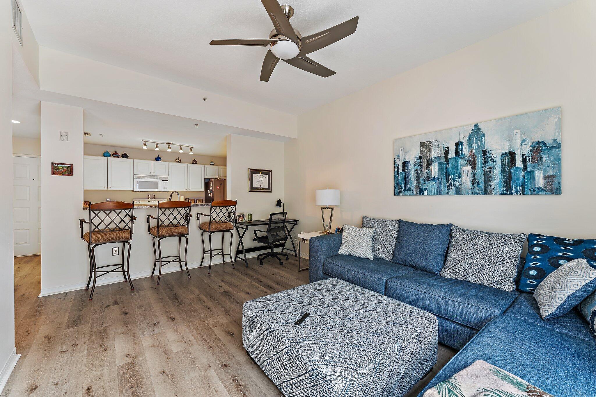Live in the heart of downtown Abacoa in this fully furnished 1 bedroom condo with in unit washer and dryer. Walking distance to shopping, dining, and parks. Adjacent to Roger Dean Stadium and Abacoa Golf Club. One assigned parking garage spot and basic cable included. Available Dec 5th.