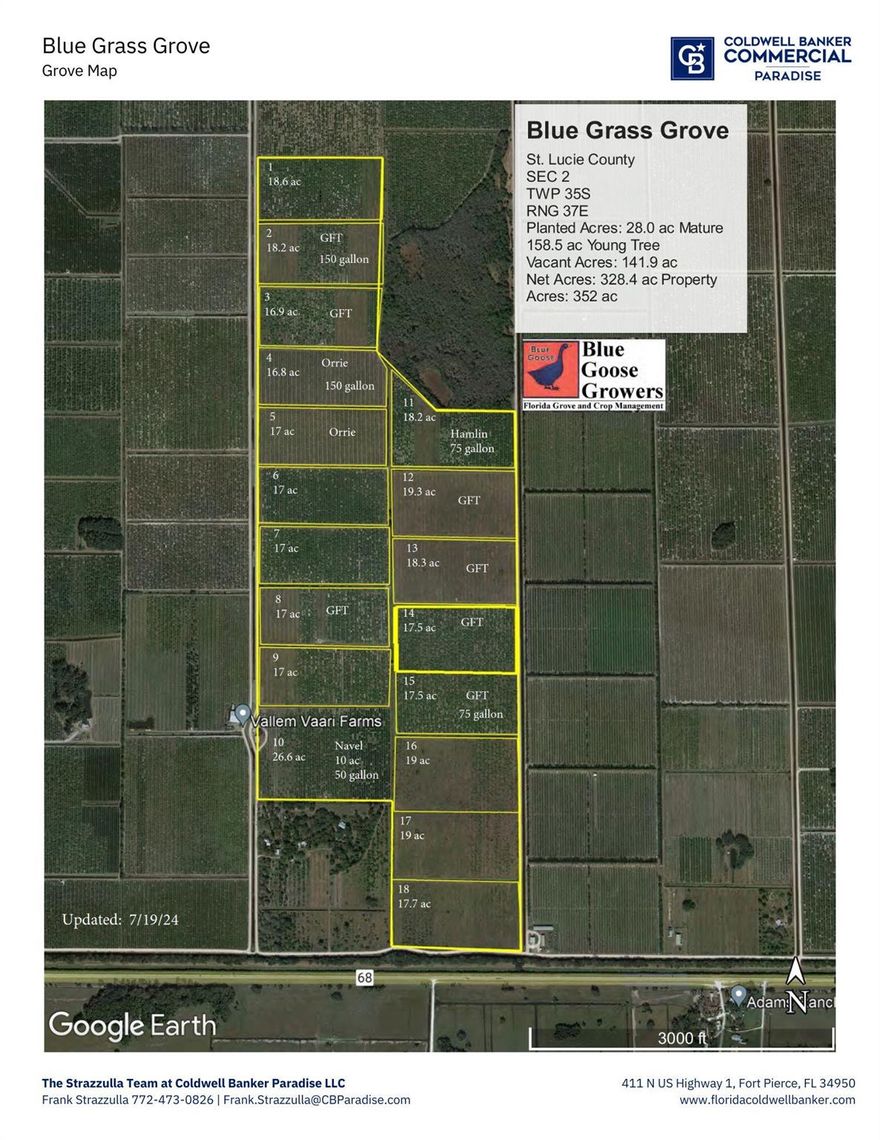 4 PARCELS TOTALING 354.37. Located within the Orange Avenue Citrus Growers Association management area.
