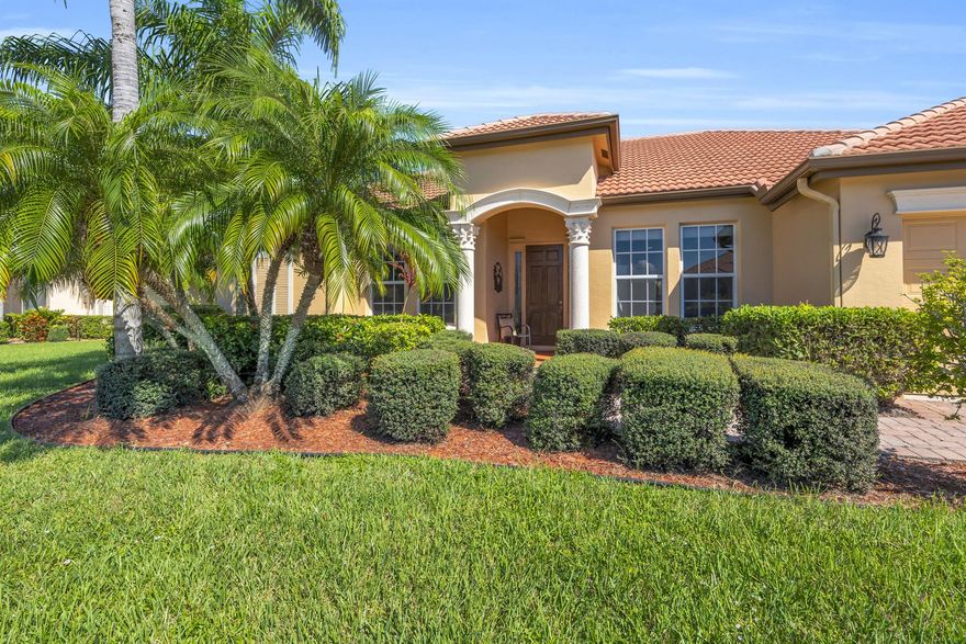 Discover The Vineyards, a private, gated community in the heart of St. Lucie West where Florida living meets everyday convenience.This elegant 4-bed, 2-bath CBS home offers 2,376 sq ft of open living space on nearly one-third of an acre, surrounded by manicured landscaping and timeless Mediterranean architecture with a barrel-tile roof.Step inside and you'll feel the spaciousness, 10-foot ceilings, 8-foot doors, and abundant natural light create a warm, inviting atmosphere. The gourmet kitchen is designed for both the serious cook and the entertainer: 42-inch cabinetry, granite countertops, stainless-steel appliances, double ovens, and a brand-new cooktop.The primary suite offers true retreat living with direct patio access, a spa-inspired bath featuring a soaking Roman tub,,