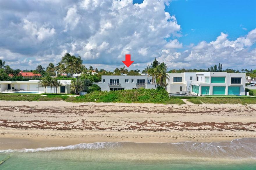 100' of direct oceanfront.  One of only nine such properties in the middle section of Palm Beach ''on the sand'' and exactly five houses North of Mar-a-Lago.All information is deemed reliable and subject to errors, omissions and change without notice.  All measurements are approximate.  Commission to be paid when clear title passes.