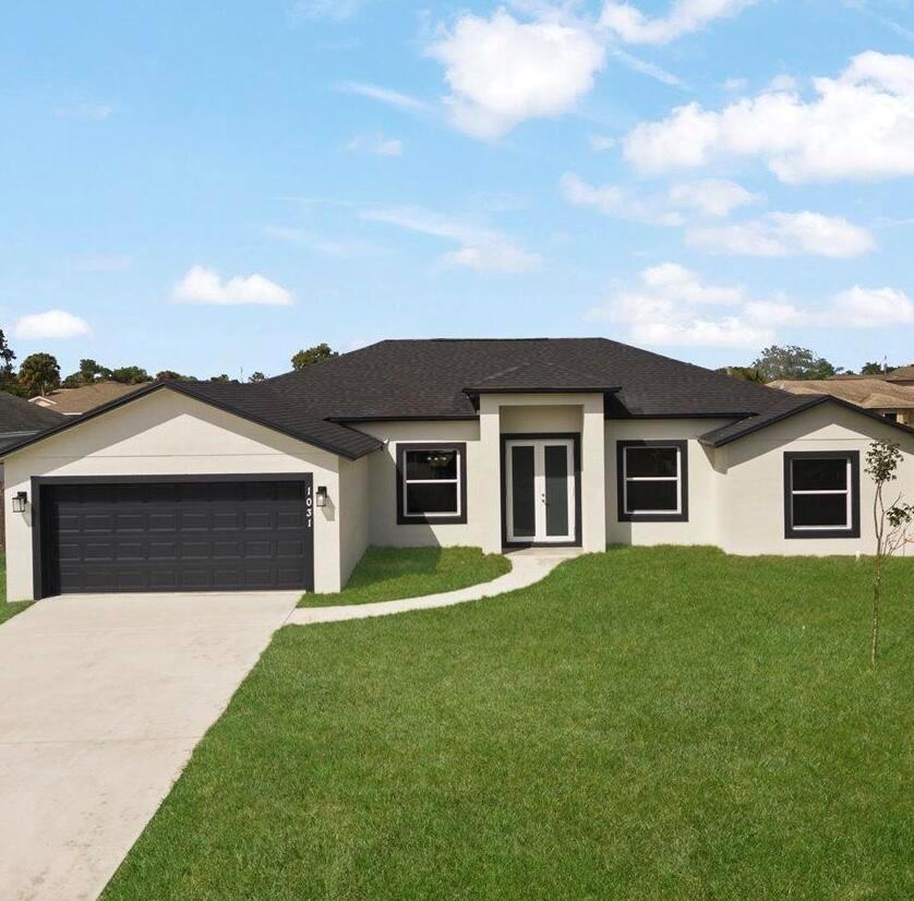 Beautiful Brand New Home, with over $50K in upgrades, 4/3/2, High Ceiling, coffer ceilings on great room and master bedroom, shower and jacuzzi on master bedroom, farm style sink, tiles throughout, granite countertops on kitchen and bathrooms, stainless steel appliances, Impact doors and windows, Impact glass front door and impact double rear French doors, back porch, cabana bath, great neighborhood, good schools and close to everything... a must see...Interior Photos from Identical model.. Color may vary, Seller is $10K in concessions