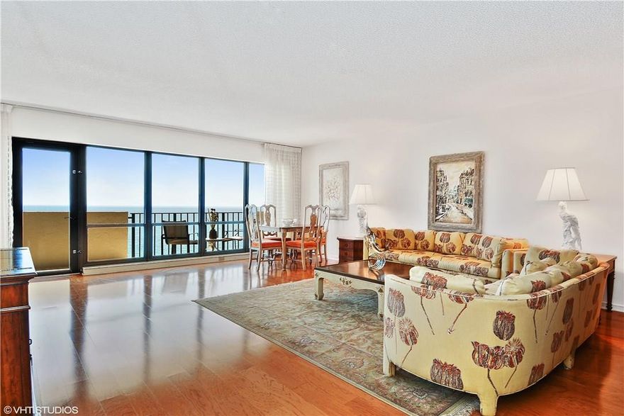 Large 2BR/2BA on the sand. Spectacular direct ocean views from main living areas. Beautiful city/sunset views from bedrooms. Large balcony off living room. Engineered hardwood floors. Huge master suite with oversized walk-in closet, marble bath, soaking tub & spacious mirrored vanity area. Very well maintained unit. Plus, the amazing amenities of Sea Ranch Club are yours for the taking, including 3 pools, tennis courts, gym, beach house, 1200' on the sand and more!