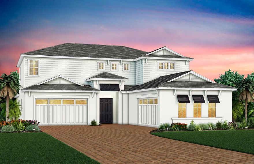 Move in Spring 2023: This home boasts over 5,400 square feet with a circular staircase, zero-corner sliding glass doors and an extended outdoor living area with outdoor kitchen pre-plumb looking out to just under an acre of property. Beautiful two tone - white and gray cabinets, elegant backsplash, white quartz countertops and wood look flooring in the oversized kitchen. Continuity through all six bathrooms with beautiful interior selections shown in the pictures. This home also features 20' Ceilings in the Great Room. BRIDGEWATER BY DIVOSTA HOMES IS JUPITER'S NEWEST GATED COMMUNITY BOASTING HOMESITES RANGINGFROM .87 ACRES to 5 ACRES.