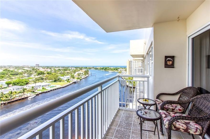 BREATHTAKING VIEWS DIRECT ON THE INTRACOASTAL WITH VIEWS OF THE OCEAN FROM THIS PENTHOUSE CONDO. AMAZING PANORAMIC VIEWS OF OCEAN, INTRACOASTAL AND CITY.  THIS BEAUTIFUL CONDO WAS REMODELED BY TOP DESIGNER WITH NO EXPENSE SPARED. OPEN KITCHEN, GRANITE COUNTERS, STAINLESS APPLIANCES, WOOD CABINETS.  BEAUTIFUL SUNSETS FROM YOUR BALCONY OR SUNRISE FROM YOUR FRONT DOOR. A/C AND WATER HEATER 2 YEARS OLD. EXTRA STORAGE ROOM. PRIVATE BEACH ACCESS TO HILLSBORO SHORES FOR $350 PER YEAR OPTIONAL.