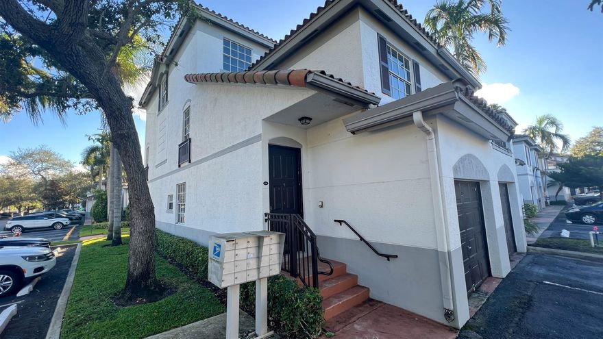 Corner Unit! Spacious 2-story, 3-bed / 3-bath condo in the peaceful Villa de Tuscany community. Bright and airy with pool views, updated kitchen, and brand-new A/C. Features one bedroom and full bath downstairs — great for guests or a home office — plus two master suites upstairs with new showers and large closets. Feels like a townhouse! One assigned parking space. Garage is not part of the unit.