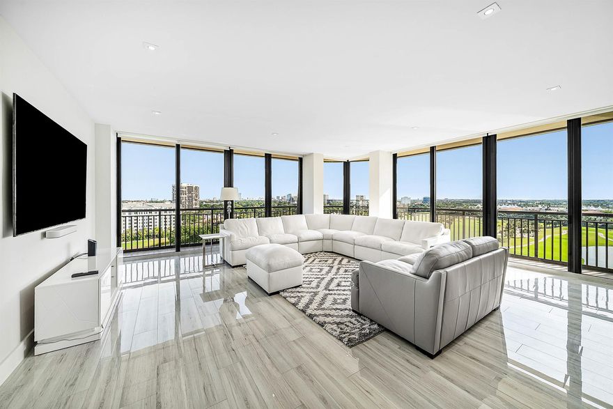 Bright and spacious residence in the gated Lands of the President community with wide golf-course, lake, and city views overlooking the newly reimagined Dutchman's Pipe Golf Club and the Belgrove, a Marriott Autograph Collection hotel. This well-laid-out unit features an open living area with floor-to-ceiling full impact glass sliders leading to a private balcony, along with a split-bedroom floor plan offering comfort and flexibility. The primary suite includes ample closet space and direct balcony access. Residents enjoy a renovated lobby, 24-hour manned security, community pool, and an unbeatable location just minutes to downtown West Palm Beach, The Square, Palm Beach Island, and PBI Airport.