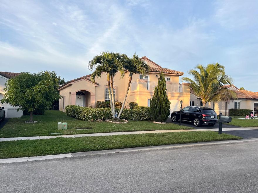 Nestled in the sought-after AmeriTrails community of West Pembroke Pines, this stunning 4-bedroom, 3-bathroom home offers luxury and comfort to your satisfaction. The open gourmet chef's kitchen is a true showstopper, featuring Stone countertops, custom cabinetry, and an expansive island perfect for entertaining. Step outside to your private patio space for relaxation or gatherings. One Bedroom and a Full Bath conveniently located on the first floor, this layout is ideal for guests or a home office. The spacious primary suite upstairs boasts a spa-like bath, seperate shower and walk-in closets. In addition two large bedrooms and one full bath each have a private balcony. Enjoy top-rated schools, parks, and dining nearby. A must-see gem!
