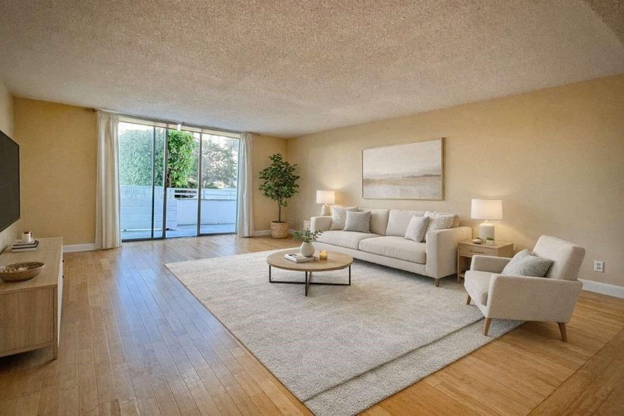 Massive 1,666 sq. ft. corner unit in the heart of Aventura/Williams Island Blvd area. This is one of the largest 2-bedroom layouts in the building, featuring a desirable split floor plan that maximizes privacy. Tastefully remodeled in 2018 with genuine bamboo flooring and freshly painted in 2026. Peace of mind included: features a BRAND NEW (2024) premium Bosch AC system, a high-efficiency upgrade rarely found in comparable listings. Kitchen equipped with stainless steel appliances. Located on the 2nd floor, offering the ultimate convenience of quick stair access to bypass lobby waits, plus a large private deck area. Includes assigned parking and a bonus storage closet. Building amenities include a heated pool, tennis courts, full gym, BBQ area, and relaxation pond. Unbeatable location: Steps from Fresh Market, Aventura Mall, Founders Park, and dining. Move-in ready.